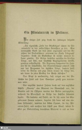 Ein Miniaturreich im Weltmeer