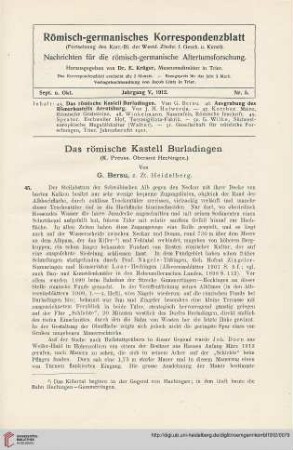 5: Das römische Kastell Burladingen (K. Preuss. Oberamt Hechingen)