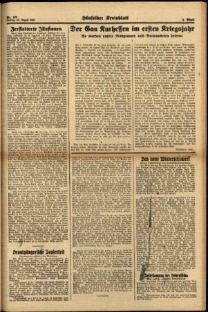 Zweite Ausgabe vom Freitag, den 30. August 1940.