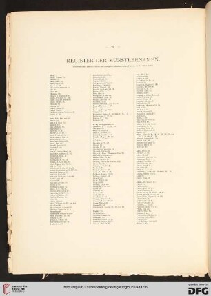 Register der Künstlernamen