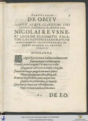 Parentalia De Obitu Georgii Tradelii