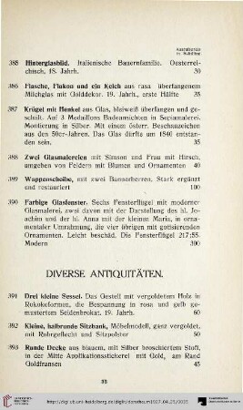 Diverse Antiquitäten (Nr. 391-438)