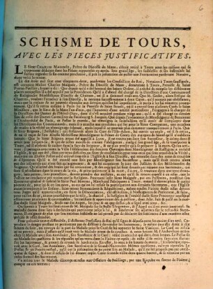 Schisme De Tours Avec Les Pieces Justificatives