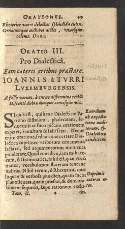 Oratio III. Pro Dialectica.