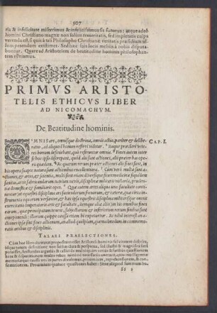 Primus Aristotelis Ethicus Liber Ad Nicomachum.