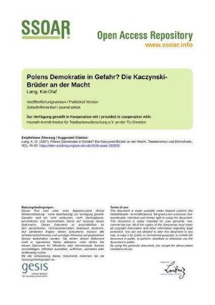 Polens Demokratie in Gefahr? Die Kaczynski-Brüder an der Macht