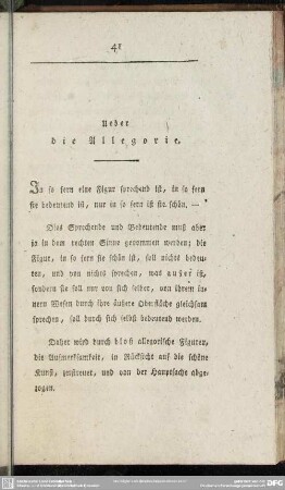 Ueber die Allegorie