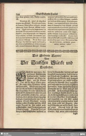 Das Siebende Capitel. Von Der Teutschen Stärcke und Tapfferkeit