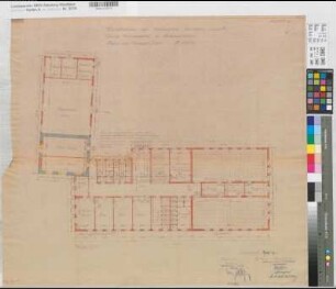 Kleinenbremen (Porta Westfalica) Grube Wohlverwahrt Büro- und Kauengebäude Grundriß Obergeschoß 1937 1 : 100 63 x 72 kol. Pause Dortmund-Hoerder Hüttenverein AG Bergämter Nr. 5056