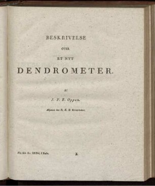 Beskrivelse over et nyt Dendrometer