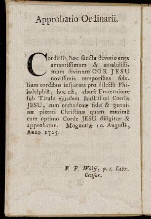 Approbatio Ordinarii.