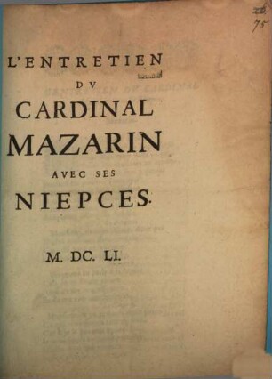 L' Entretien du Cardinal Mazarin avec ses niepces