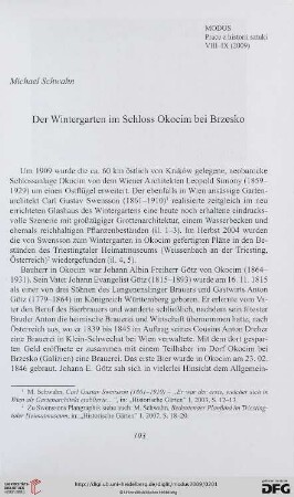 8/9: Der Wintergarten im Schloss Okocim bei Brzesko