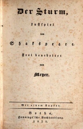 Shakspeare's Sämmtliche Schauspiele, 4. Der Sturm