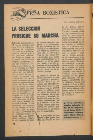 La selección prosigue su marcha : Peña Boxistica