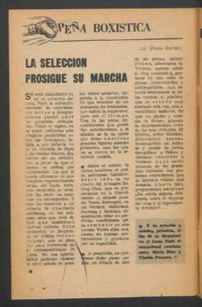 La selección prosigue su marcha : Peña Boxistica