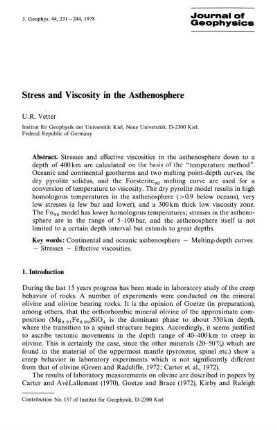 Stress and viscosity in the asthenosphere