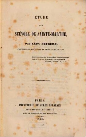 Étude sur Scévole de Sainte-Marthe