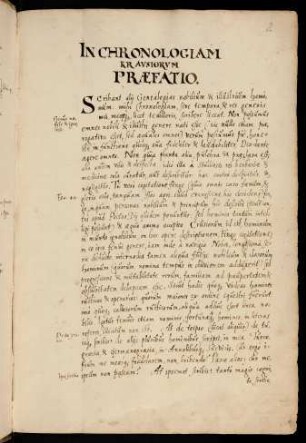 2r-3v, In chronologiam Krausiorum praefatio