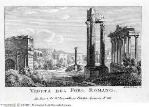 Nuova raccolta delle principali vedute antiche, e moderne dell'alma città di Roma e sue vicinanze / incise a bullino da Achille Parboni l'anno 1824 Roma, Giacomo Antonelli, letztes Jahr im Buch: 1829 - ca. 1830Veduta del Foro Romano - Nuova raccolta delle principali vedute antiche ...