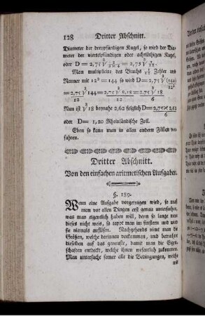 Dritter Abschnitt. Von den einfachen aritmetischen Aufgaben.