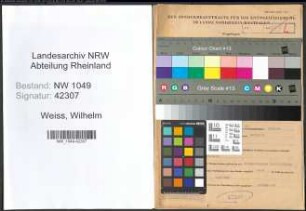 Entnazifizierung Wilhelm Weiss , geb. 01.06.1898 (Verwaltungsangestellter)