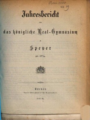 Jahresbericht über das Königlich-Bayerische Realgymnasium : für ... 1871/72