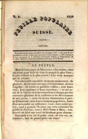 Feuille populaire Suisse. [1]. 1840