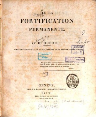De la fortification permanente, [1]. [Texte]