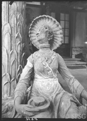Potsdam, Chinesisches Haus, Figuren, Blick auf Gruppe der Kaffeetrinker, Detail.