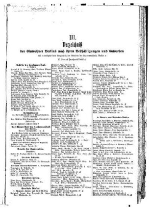 III. Verzeichniß der Einwohner Berlins nach ihren Beschäftigungen und Gewerben