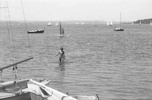 Herrsching: am Strand, Baden und Windsurfing