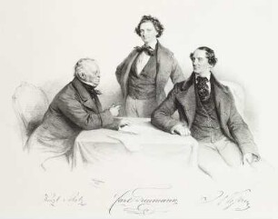 Gruppenbildnis Wenzel Scholz, Carl Treumann und Johann Jepomuk Nestroy