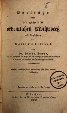 Vorträge über den gemeinen ordentlichen Civilproceß