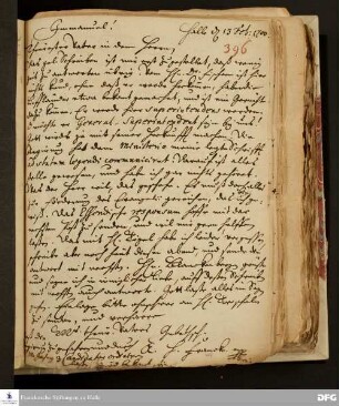 Brief von August Hermann Francke an Philipp Jakob Spener.