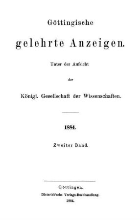 1884,2: Göttingische gelehrte Anzeigen