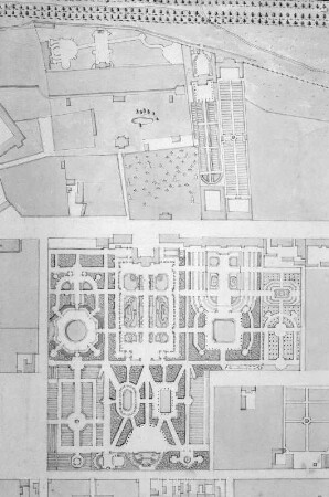Marcolini-Palais, Plan der Gartenanlage (Ausschnitt), farbig getuschte Zeichnung, 110 x 165 cm