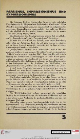 Realismus, Impressionismus und Expressionismus