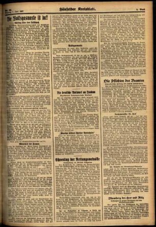 Zweite Ausgabe vom Montag, den 07. Juni 1937.