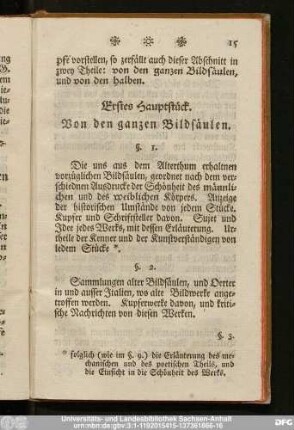 Erstes Hauptstück. Von den ganzen Bildsäulen