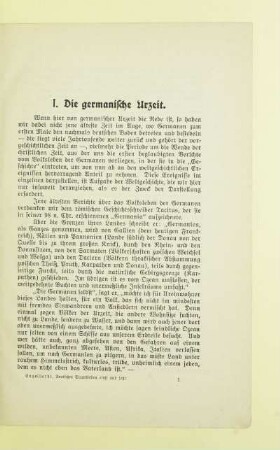 I. Die germanische Urzeit