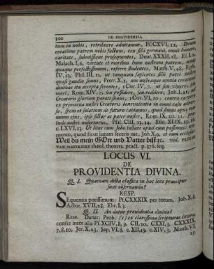 Locus VI. De Providentia Divina.