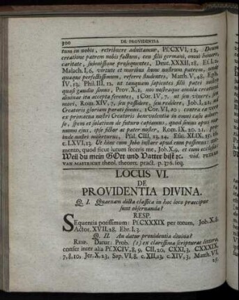 Locus VI. De Providentia Divina.