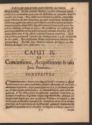 Caput II. De Concessione, Acquisitione & usu Iuris Pontium.
