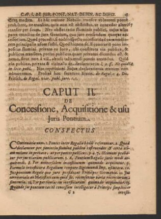 Caput II. De Concessione, Acquisitione & usu Iuris Pontium.
