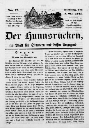 Der Hunnsrücken. 1839-1842