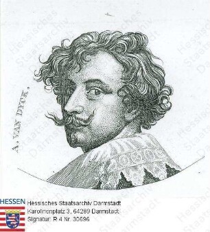 Dyck, Anthonis van (1599-1641) / Porträt, rechtsvorblickendes Brustbild / Widmungsblatt von (N.N.) Monecke, Burschenschafter in Göttingen, für Heinrich Freiherr v. Gagern (1799-1880), dat. 12. März 1818