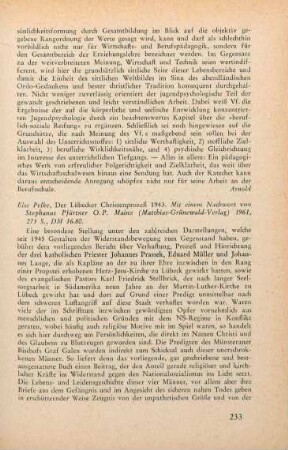 233-234 [Rezension] Der Lübecker Christenprozess 1943