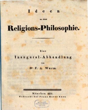 Ideen zu einer Religions-Philosophie : eine Inaug. Abh.