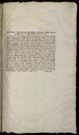 Verordnung, wodurch denen Unterthanen ausserhalb Landes Mahlen zu lassen bey 10 Rthlr. Strafe verbotten wird : Zweybrücken den 12. Febr. 1767.